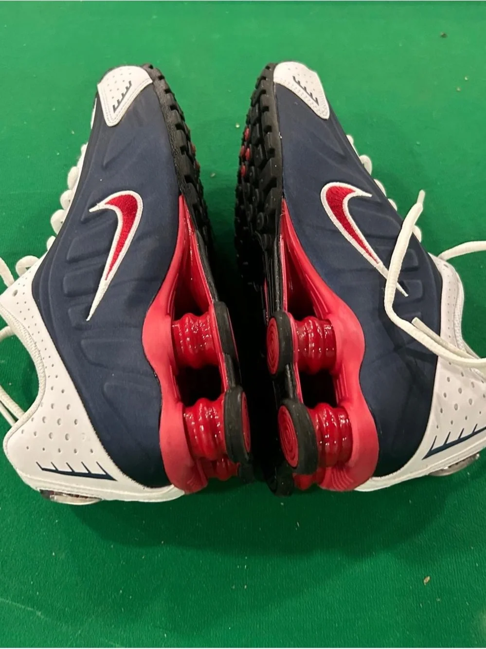 Nike White Navy & Red Shox Athletic Sneakers
